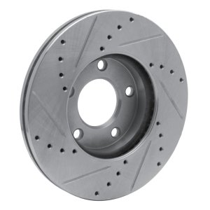 Mazda 3 Brake Rotor (1) - Front Right - R1 Concepts - Drilled & Slotted - Silver - `04-`13